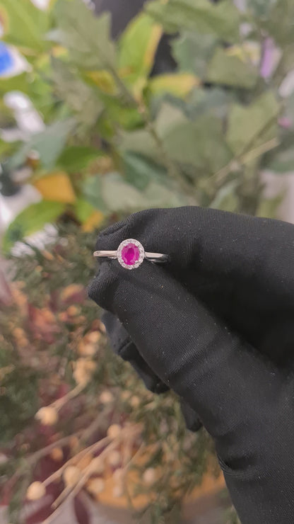 Sterling Silver 925 Ruby Bloom Ring - FKJRNSL10753