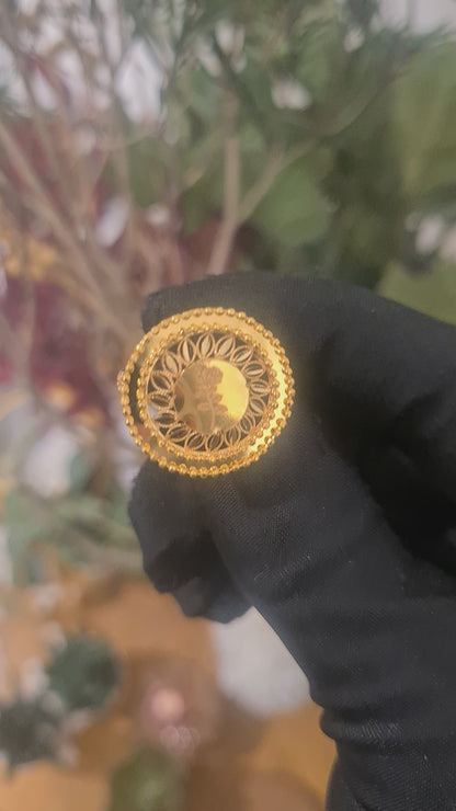 Gold Filigree Rose Ring 21KT - FKJRN21KM10870