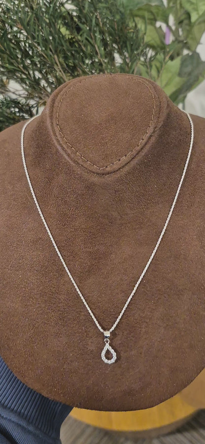 Sterling Silver 925 Sparkling Teardrop Necklace (Chain with Pendant) - FKJNKLSL11097