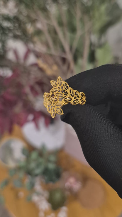 Gold Leaves Design Ring 21KT - FKJRN21KM11904