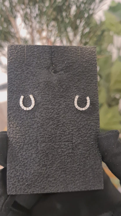 Sterling Silver 925 Diamond Curve Earrings - FKJERNSL10829