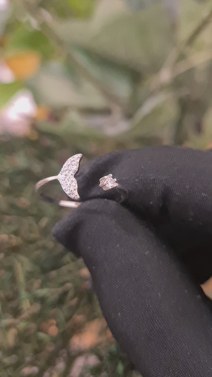 Sterling Silver 925 Marine Tail Open Ring - FKJRNSL10743