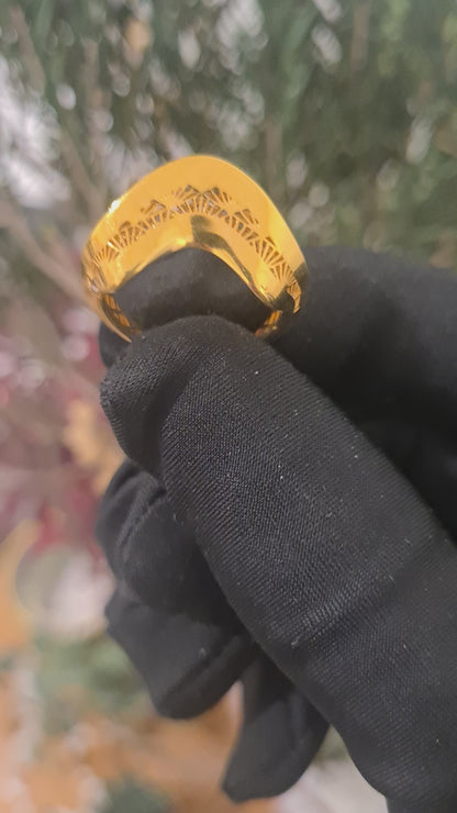 Gold Woven Pattern Ring 21KT - FKJRN21KM10897