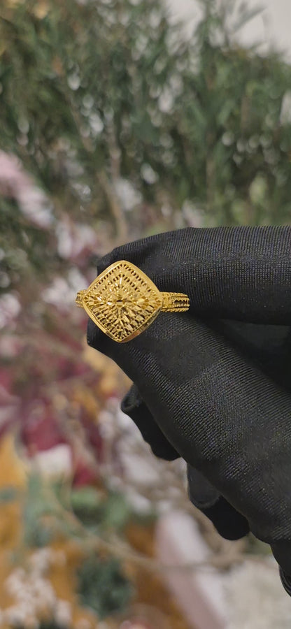 Gold Textured Ring 21KT - FKJRN21KM11245