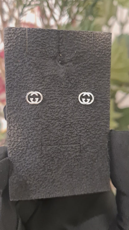 Sterling Silver 925 Gucci Logo Earrings - FKJERNSL10834