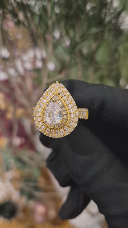 Sterling Silver 925 Pear-Cut Cocktail Ring - FKJRNSL10994