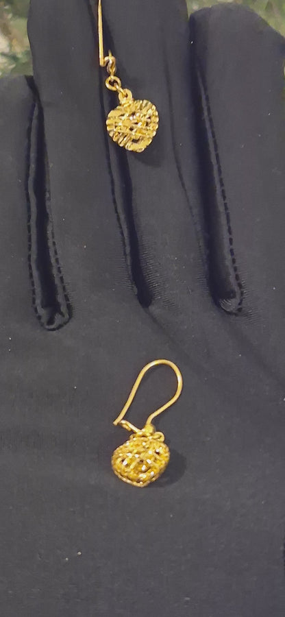 Gold Weave Drop Earrings 21KT - FKJERN21KM11464