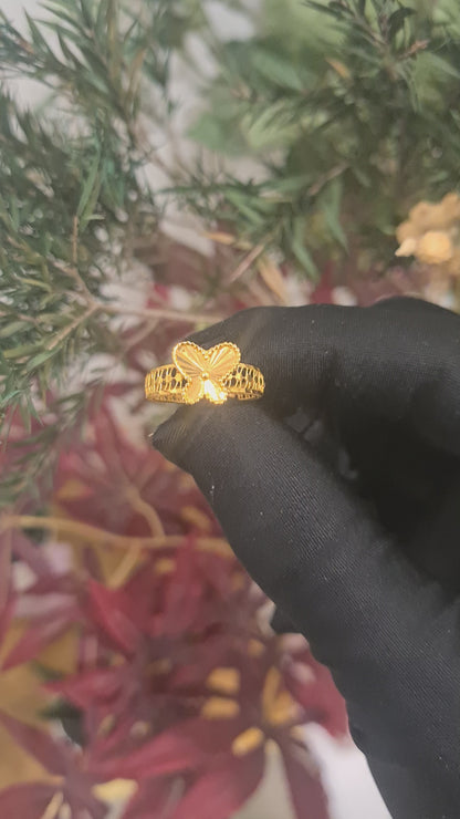 Gold Butterfly Shaped Turkish Design Ring 21KT - FKJRN21KM10468