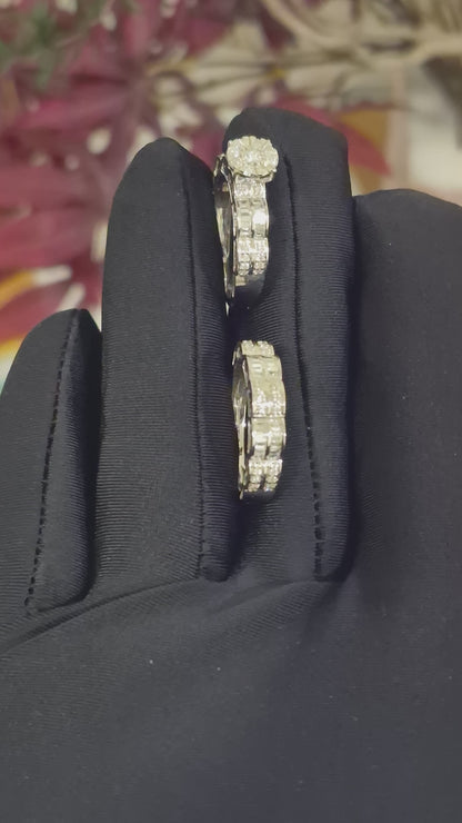 <tc>خاتم ثنائي من الذهب الأبيض عيار 18 قيراط بتصميم دائري مزين بألماس بقطع بريليانت - FKJRN18KMD12099</tc>
