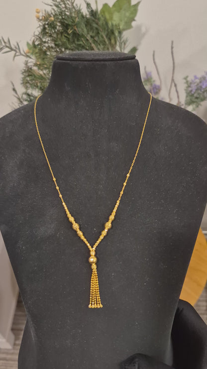 Gold Tassel Necklace 21KT - FKJNKL21KM12005
