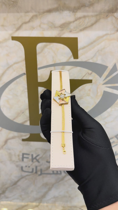 Gold Tri-Tone Star Bracelet 21KT - FKJBRL21KM10278