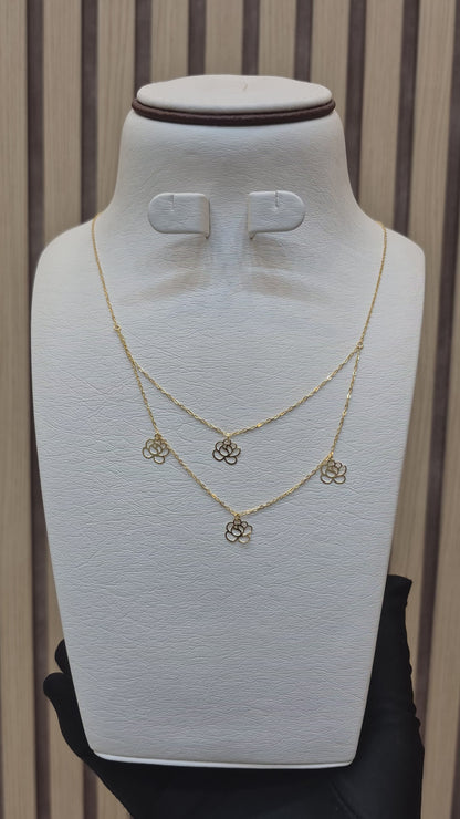 Gold Rose Shaped Necklace 21KT - FKJNKL21KM9559