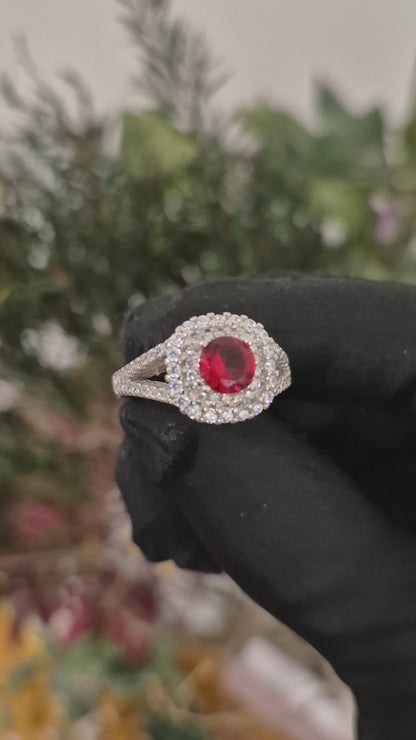 Sterling Silver 925 Crimson Center Ring - FKJRNSL11035