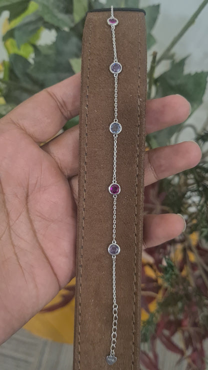 Sterling Silver 925 Bezel Gem Bracelet - FKJBRLSL10610