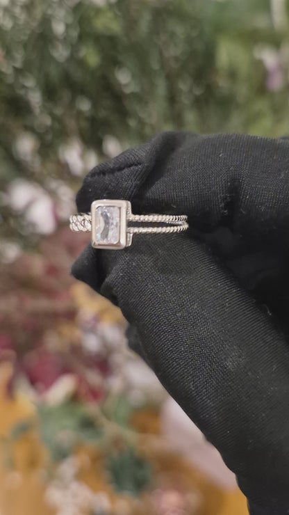 Sterling Silver 925 Rectangular Cut Ring - FKJRNSL11049