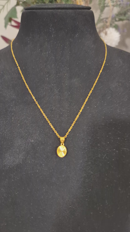 Gold Necklace (Chain With Oval Shaped Pendant) 21KT - FKJNKL21KM11868