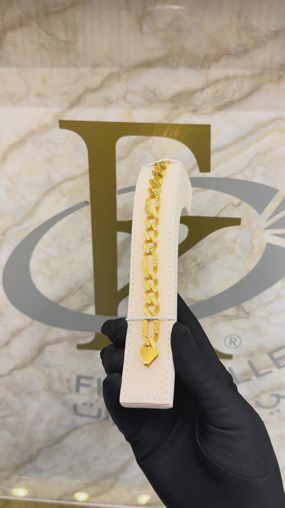 Gold Figaro Bracelet 21KT - FKJBRL21KM10296