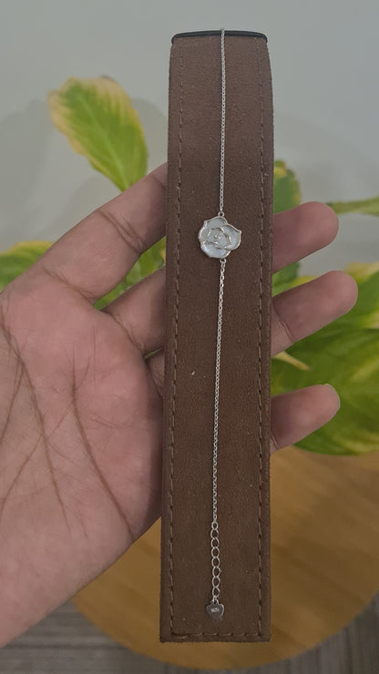 Sterling Silver 925 White Rose Bracelet - FKJBRLSL10583