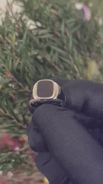 Sterling Silver 925 Square Black Onyx Ring - FKJRNSL10978