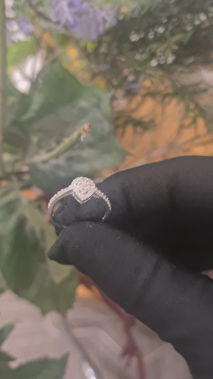 Sterling Silver 925 White Pear Diamond Ring - FKJRNSL10801