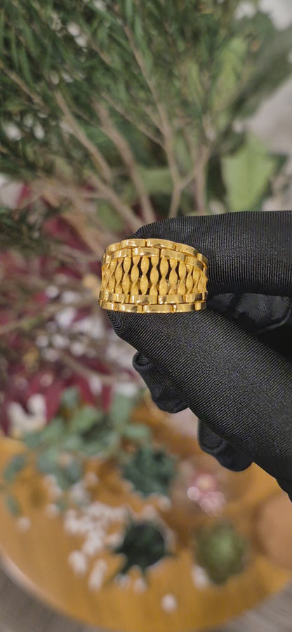 Gold Twine Pattern Ring 21KT - FKJRN21KM11137
