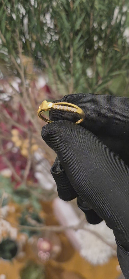 Gold Heart Detail Ring 21KT - FKJRN21KM11241