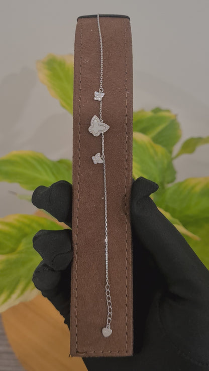 Sterling Silver 925 Dangling Butterfly Bracelet - FKJBRLSL10562