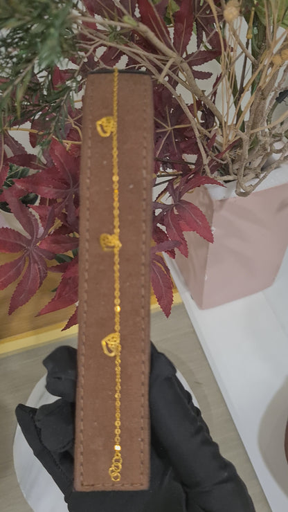 Gold Triple Heart Motif Bracelet 21KT - FKJBRL21KM10519