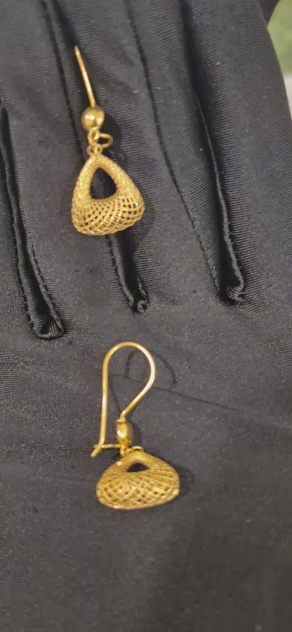 Gold Bell Drop Earrings 21KT - FKJERN21KM11476
