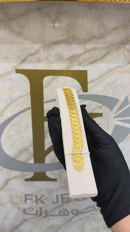 Gold Turkish Lira Link Bracelet 21KT - FKJBRL21KM10237