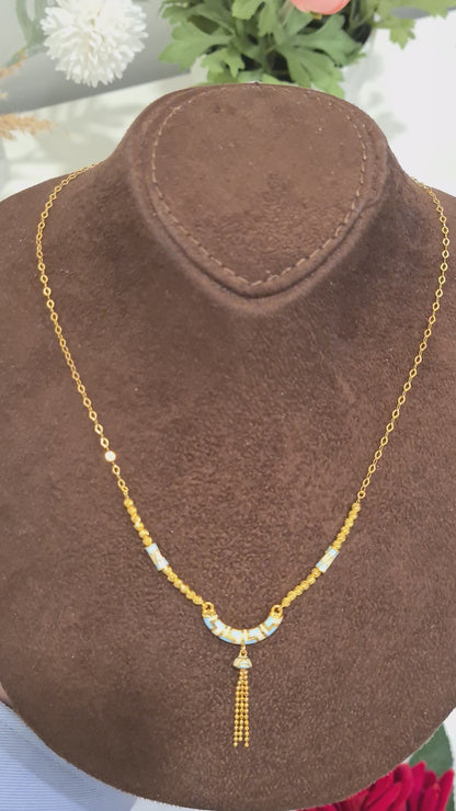 Gold Beaded Curve Necklace 21KT - FKJNKL21KM10346