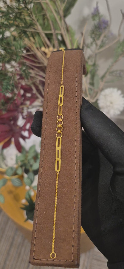 Gold Statement Link Bracelet 21KT - FKJBRL21KM11553