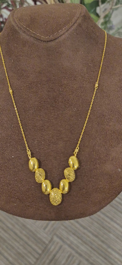 Gold Multi-Oval Drop Necklace 21KT - FKJNKL21KM11597