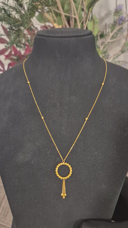 Gold Circle Shaped Necklace 21KT - FKJNKL21KM11914