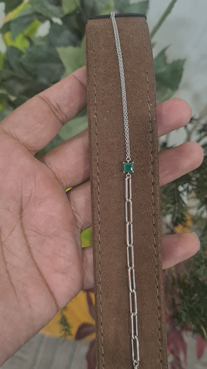 Sterling Silver 925 Green Accent Bracelet - FKJBRLSL10607