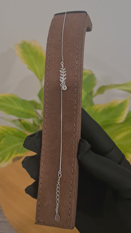 Sterling Silver 925 Minimalist Leaf Bracelet - FKJBRLSL10550