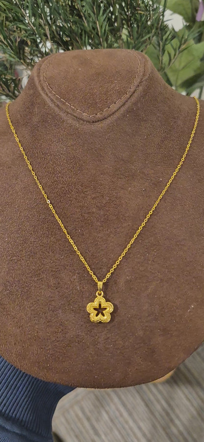 Gold Open Blossom Necklace 21KT - FKJNKL21KM11346