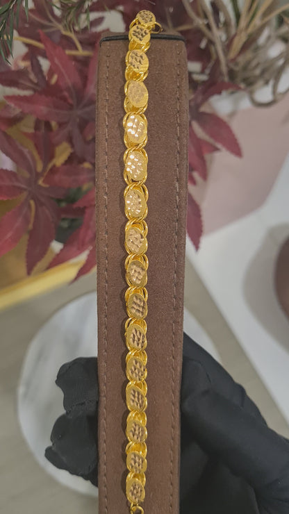 Gold Oval Interlinked Coins Bracelet 21KT - FKJBRL21KM10449