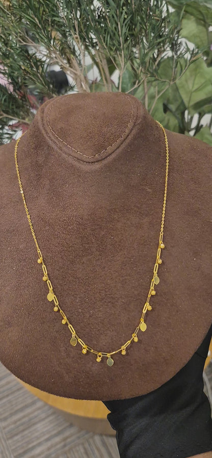 Gold Drop Charm Necklace 21KT - FKJNKL21KM11419