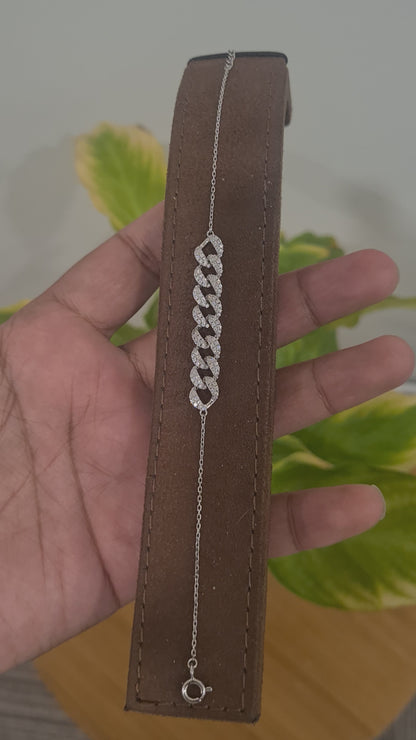 Sterling Silver 925 Sparkling Curb Link Bracelet - FKJBRLSL10600