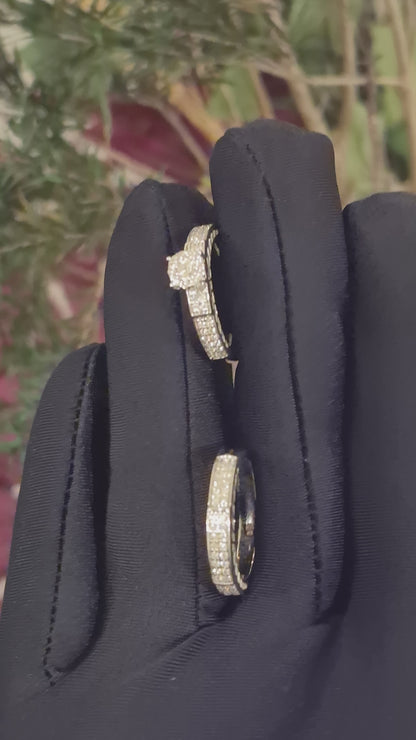 <tc>خاتم ثنائي من الذهب الأبيض عيار 18 قيراط بتصميم دائري مزين بألماس بقطع بريليانت - FKJRN18KMD12100</tc>