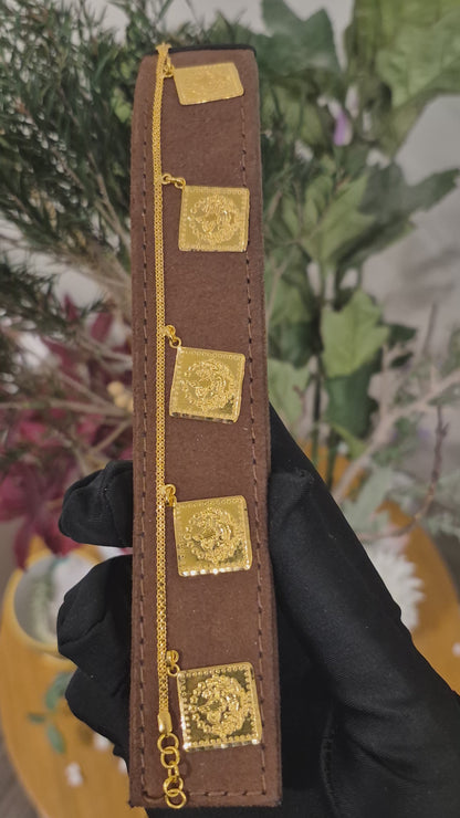 Gold Lira Square Charm Bracelet 21KT - FKJBRL21KM10932