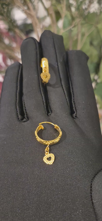 Gold Dangling Charm Earrings 21KT - FKJERN21KM11374