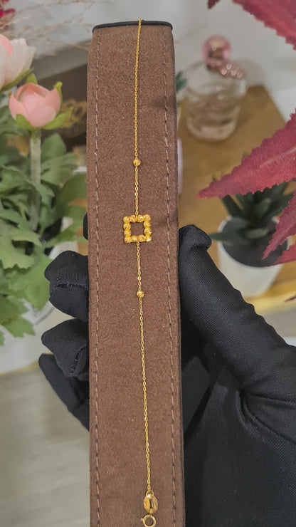 Gold Square Beaded Bracelet 21KT - FKJBRL21KM10496