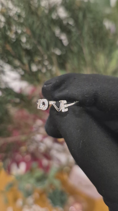 Sterling Silver 925 LOVE Motif Ring - FKJRNSL10983