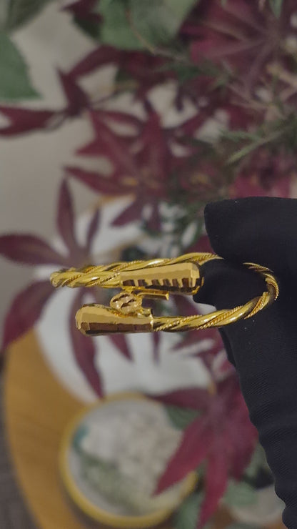 Gold Classic Twist Baby Bangle 21KT - FKJBNG21KM11823