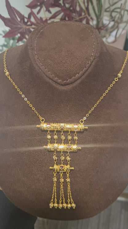 Gold Heritage Ladder Tassel Necklace 21KT - FKJNKL21KM10371