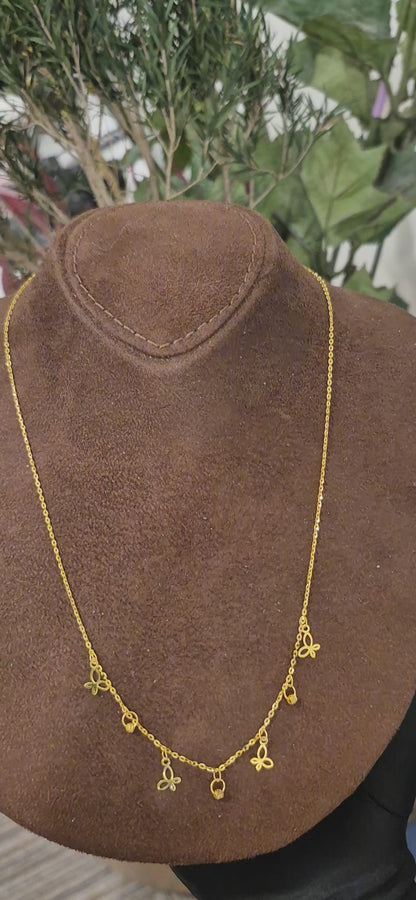 Gold Butterfly Charms Necklace 21KT - FKJNKL21KM11410