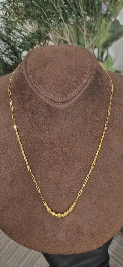 Gold Link Bead Necklace 21KT - FKJNKL21KM11408