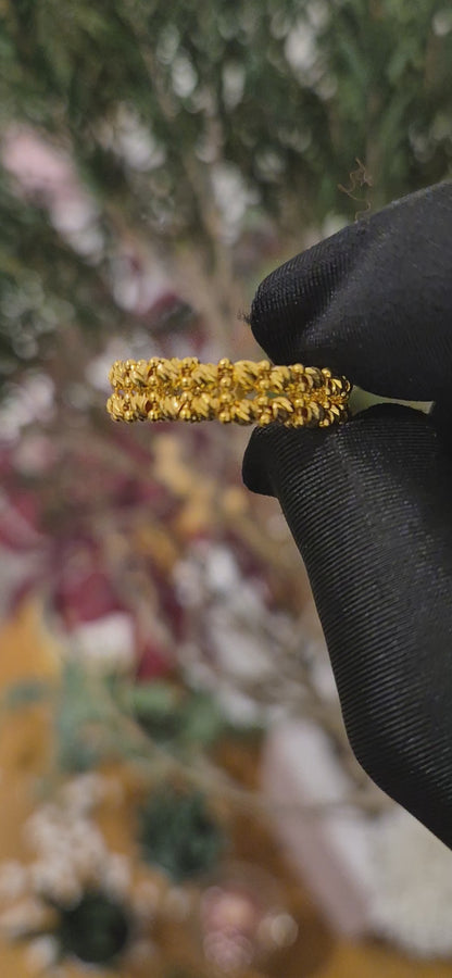 Gold Elegant Beaded Cuff Ring 21KT - FKJRN21KM11236